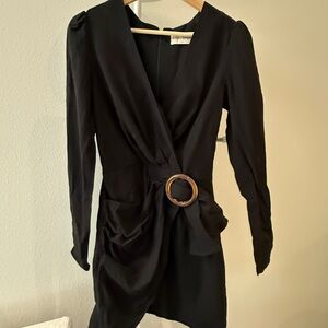 Finders Keepers Black Dress with Gold Ring Detail